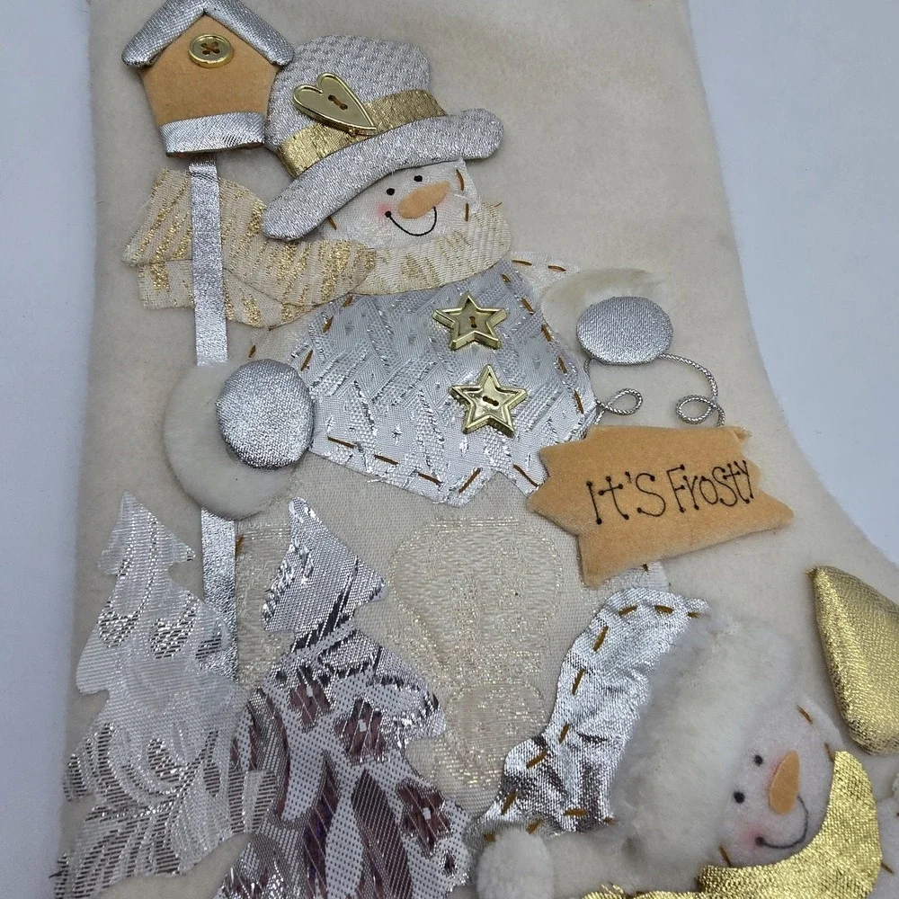 Vtg Snowman Christmas Stocking 17
